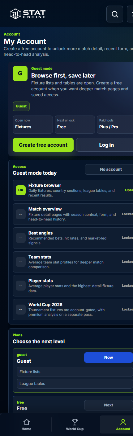 Stat Engine account screen